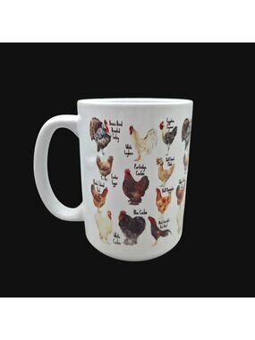 Chicken Breeds Identification White Ceramic Coffee Mug Farmhouse Cup